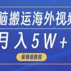 无脑搬运海外短视频，3分钟上手0门槛，月入5W+