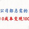 年底必做项目，每个公司都需要，今年别再错过了，0成本变现，单日收益1000