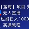 2024年【蓝海】项目 支付宝无人直播 小白也能日入1000+  实操教程