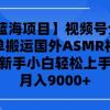 【2024蓝海项目】视频号分成计划，无脑搬运国外ASMR视频，新手小白轻松...