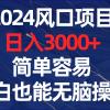 2024风口项目，日入3000+，简单容易，小白也能无脑操作