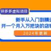 拼多多虚拟项目：入门到精通，开一个月入万把块的店铺 真不难（24年更新）