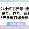 2024小红书养号+流量课：建号、养号、选品，5天多款打爆全流程