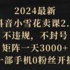 2024最新抖音小雪花卖课2.0 不违规 不封号 矩阵一天3000+一部手机0粉丝开播