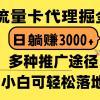 流量卡代理掘金，日躺赚3000+，首码平台变现更暴力，多种推广途径，新...