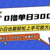 全程0撸，单日300+，小白也能轻松上手可放大操作