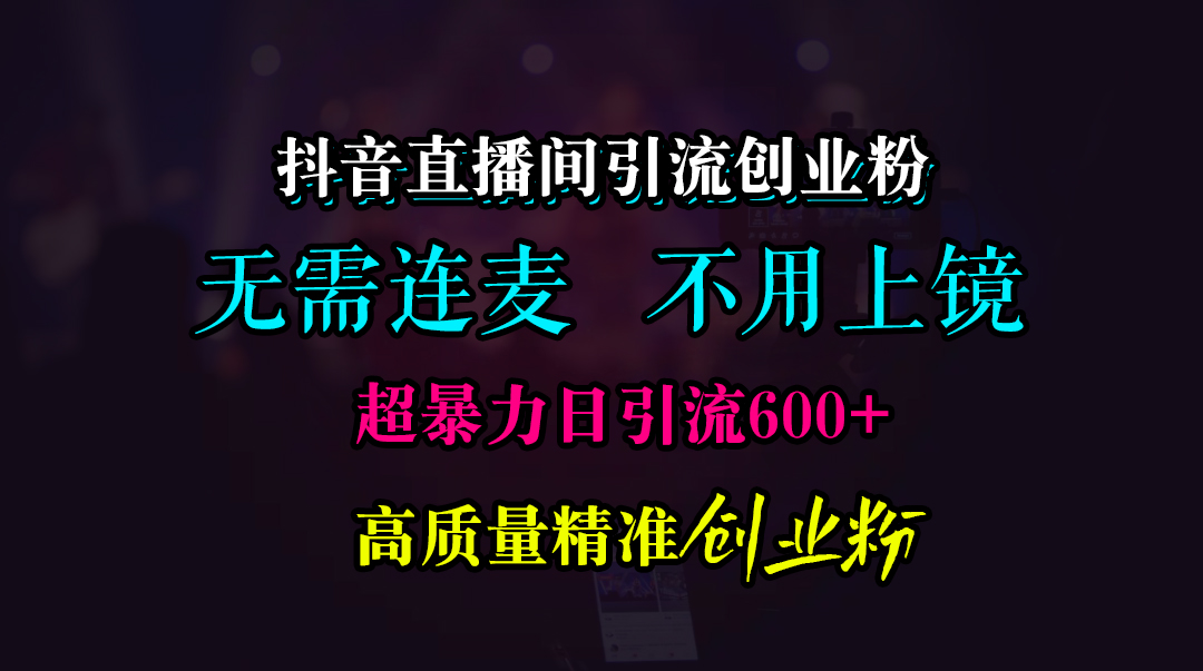 抖音直播间引流创业粉，无需连麦、无需上镜，超暴力日引流600+高质量精准创业粉插图