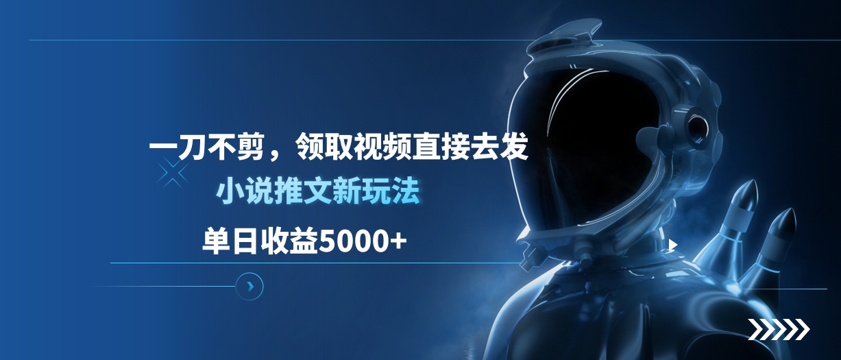 单日收益5000+，小说推文新玩法，一刀不剪，领取视频直接去发插图