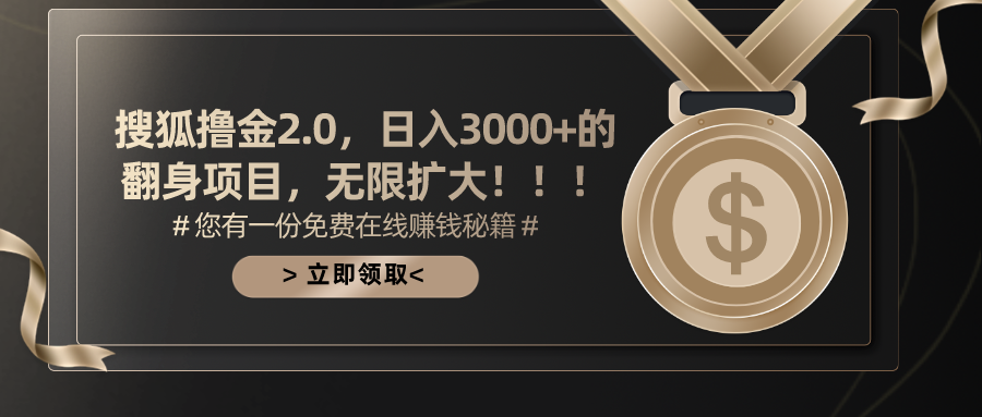 搜狐撸金2.0，日入3000+，可无限扩大的翻身项目。插图