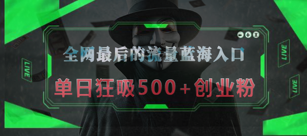 全网最后的流量蓝海入口，半小时引流50+创业粉，单日狂吸500+创业粉插图