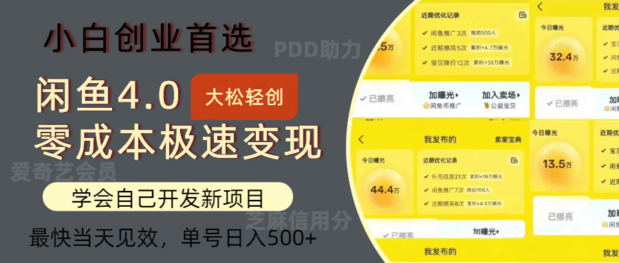 闲鱼0成本极速变现项目，多种变现方式，单号日入500+最新玩法插图