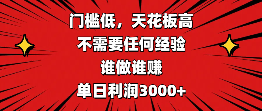 门槛低，收益高，不需要任何经验，谁做谁赚，单日利润3000+插图