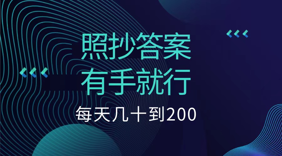 照抄答案，有手就行，每天几十到200低保插图