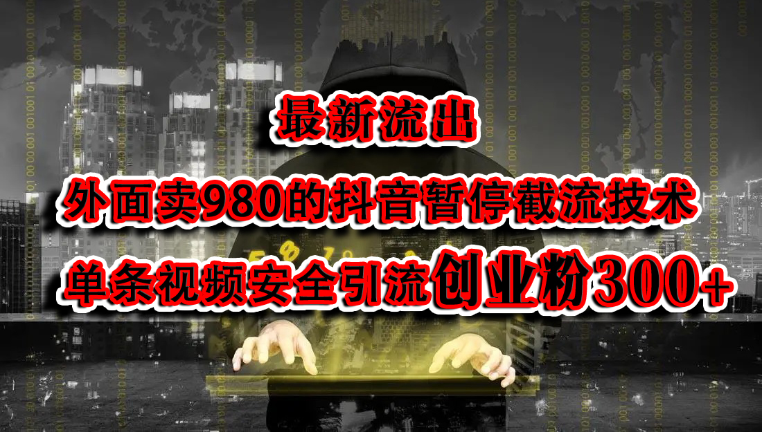 最新流出：外面卖980的抖音暂停截流技术单条视频安全引流创业粉300+插图