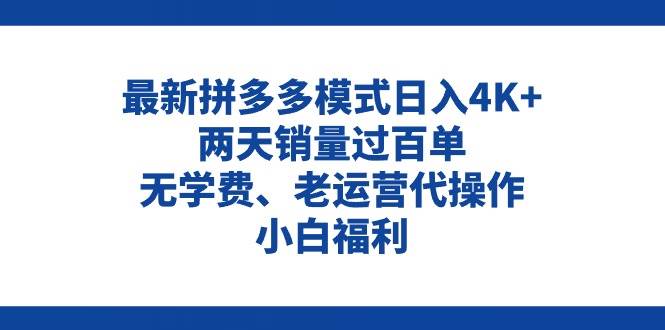 拼多多最新模式日入4K+两天销量过百单，无学费、老运营代操作、小白福利插图