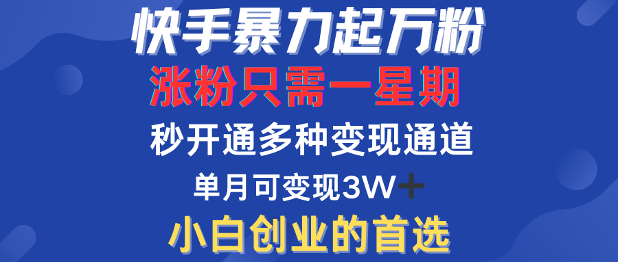 快手暴力起万粉，涨粉只需一星期！多种变现模式插图