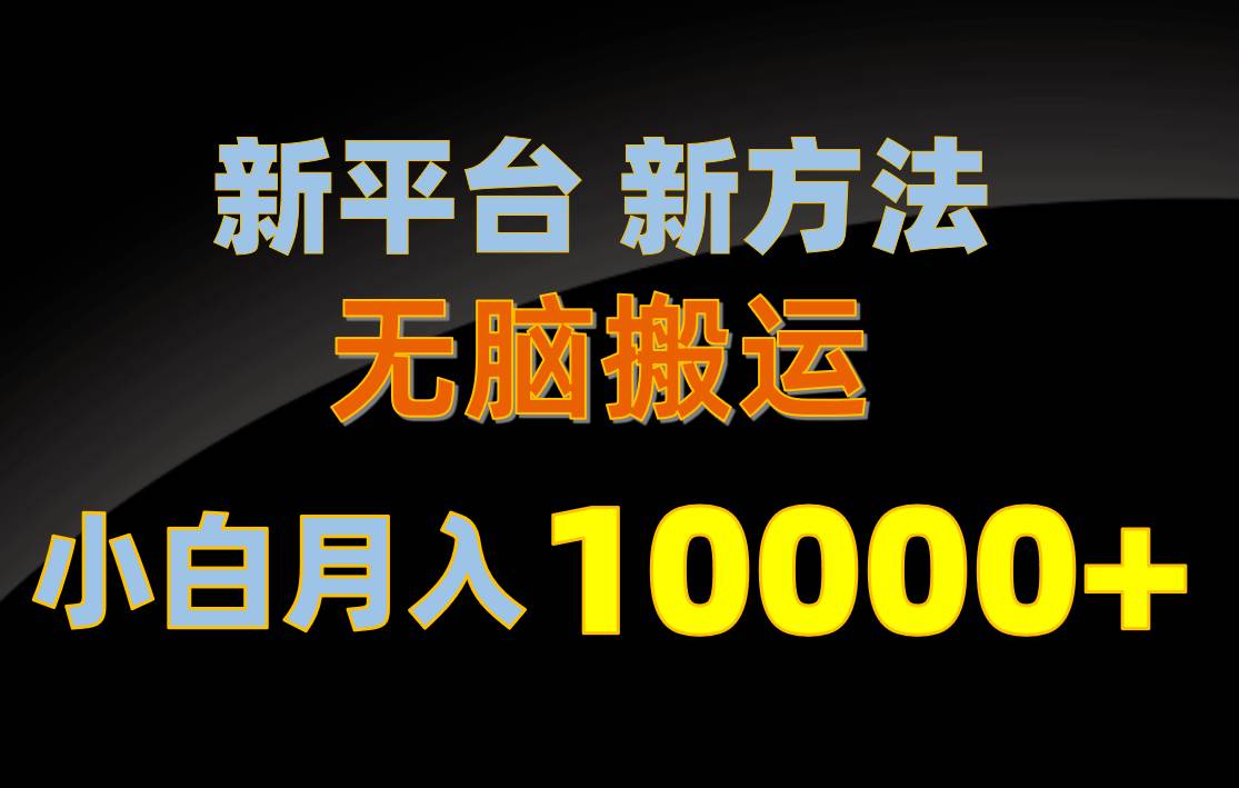 新平台新方法，无脑搬运，月赚10000+，小白轻松上手不动脑插图