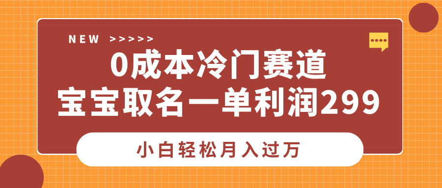 0成本冷门赛道，宝宝取名一单利润299，小白轻松月入过万插图