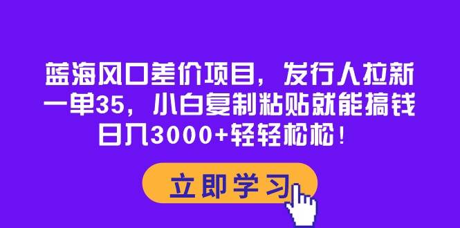 蓝海风口差价项目，发行人拉新，一单35，小白**粘贴就能搞钱！日入3000+轻轻松松插图