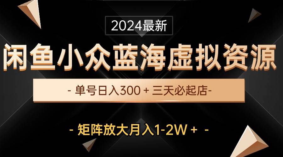 最新闲鱼小众蓝海虚拟资源，单号日入300＋，三天必起店，矩阵放大月入1-2W插图