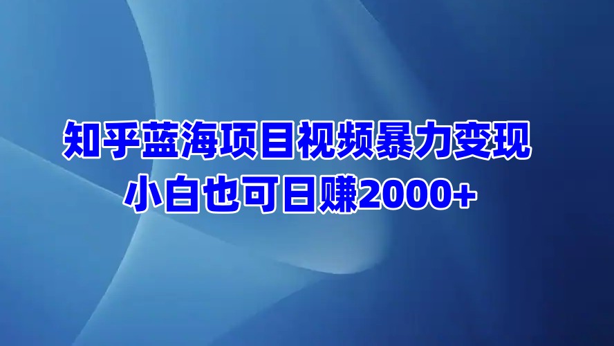 知乎蓝海项目视频暴力变现  小白也可日赚2000+插图