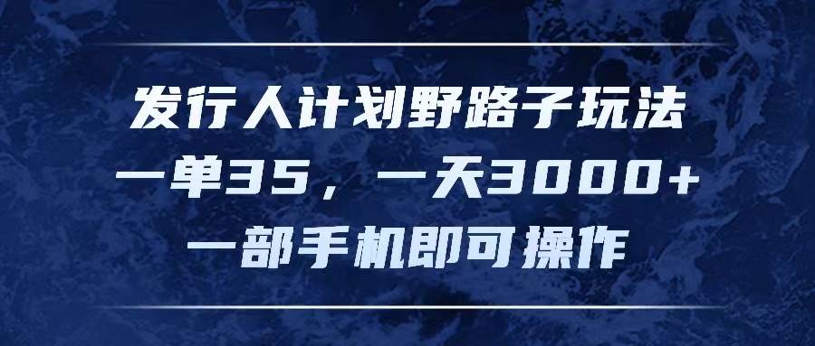 发行人计划野路子玩法，一单35，一天3000+，一部手机即可操作插图