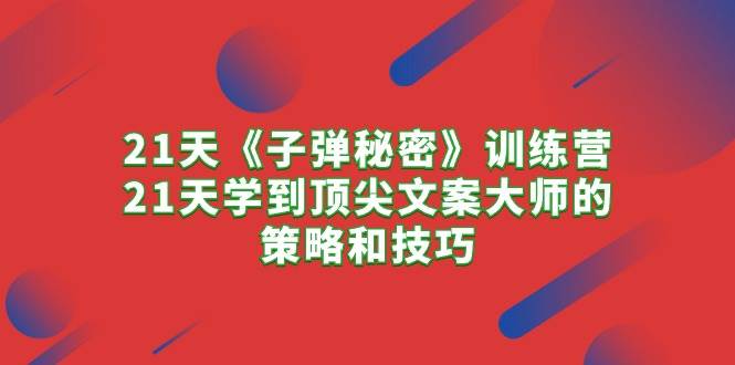 21天《子弹秘密》训练营，21天学到顶尖文案**的策略和技巧插图