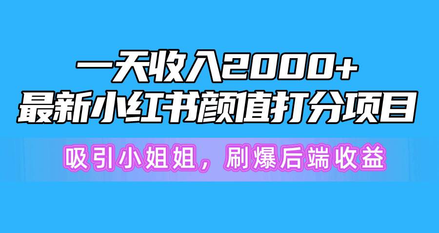 一天收入2000+，最新小红书颜值打分项目，吸引小姐姐，刷爆后端收益插图