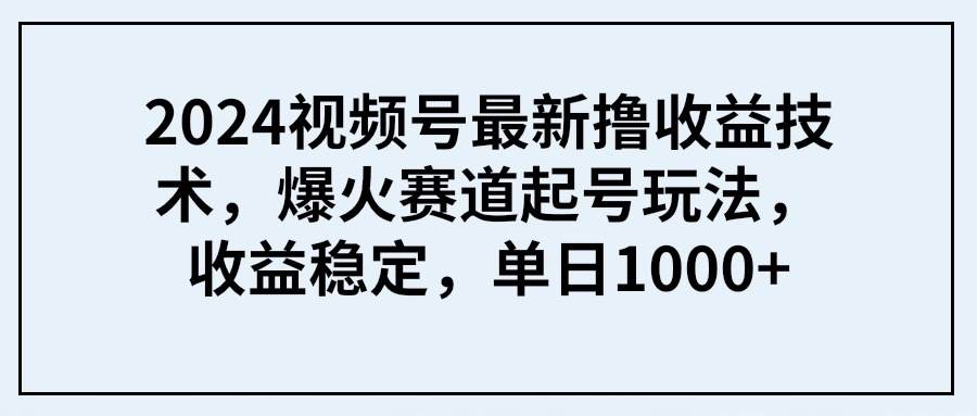 2024视频号最新撸收益技术，爆火赛道起号玩法，收益稳定，单日1000+插图