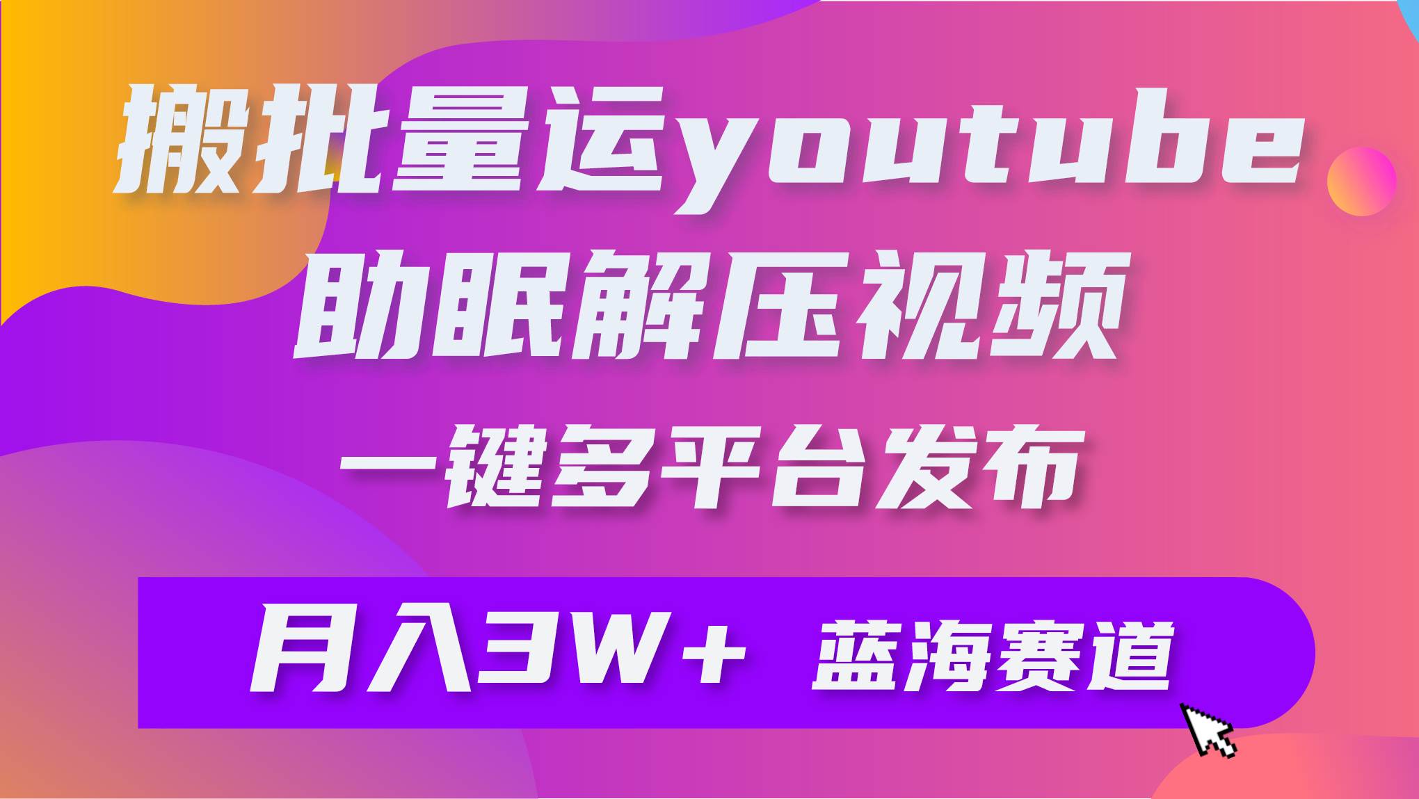 批量搬运**解压助眠视频 一键多平台发布 月入2W+插图