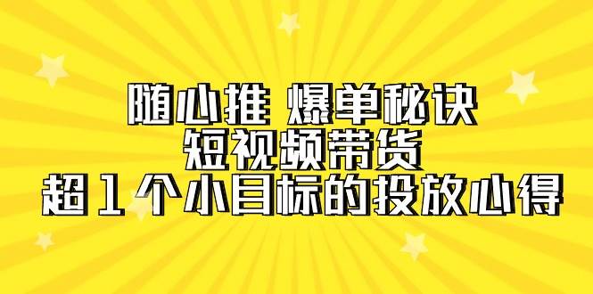 随心推 爆单秘诀，短视频带货-超1个小目标的投放心得（7节视频课）插图