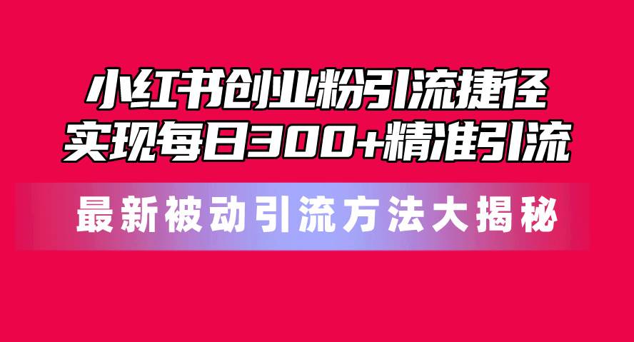 小红书创业粉引流捷径！最新被动引流方法大揭秘，实现每日300+精准引流插图