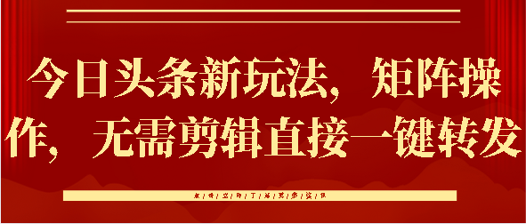 今日头条新玩法，矩阵操作，无需剪辑直接一键转发插图