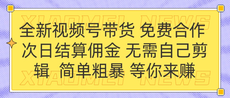 全新视频号 免费合作 佣金次日结算 无需自己剪辑插图