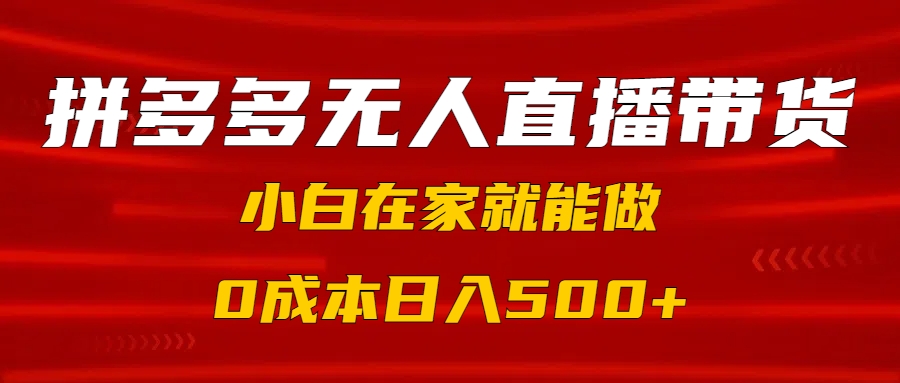 拼多多无人直播带货，小白在家就能做，0成本日入500+插图