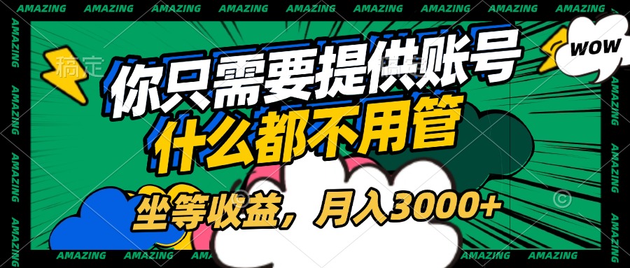 账号全程托管，你只需要提供账号，什么都不用管，坐等收益，月入3000+插图