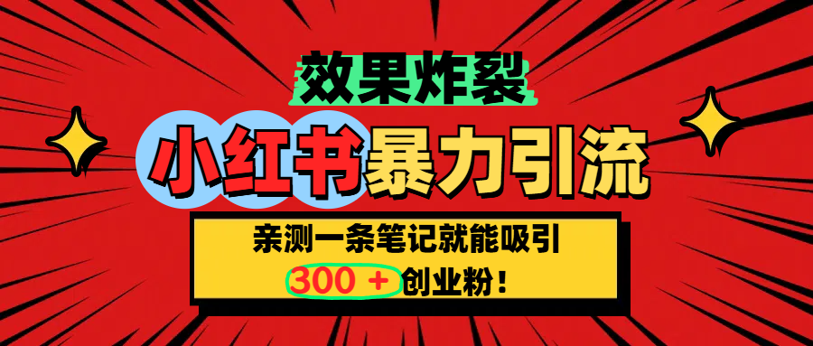 小红书炸裂玩法，亲测一条笔记就能吸引300+精准创业粉！插图