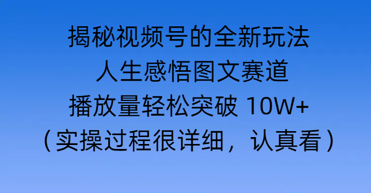 揭秘视频号的全新玩法 —— 人生感悟图文赛道插图