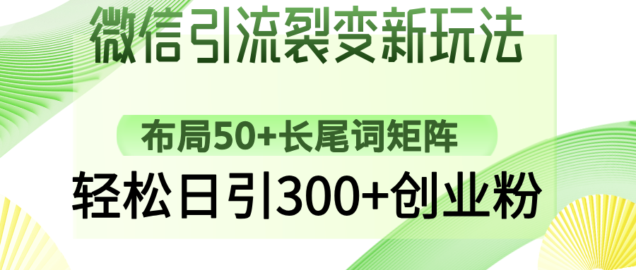 微信引流裂变新玩法：布局50+长尾词矩阵，轻松日引300+创业粉插图